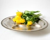 Large Vintage Silverplate Lazy Susan ... Round Serving Tray, Divided, Rotating, Crudite Server