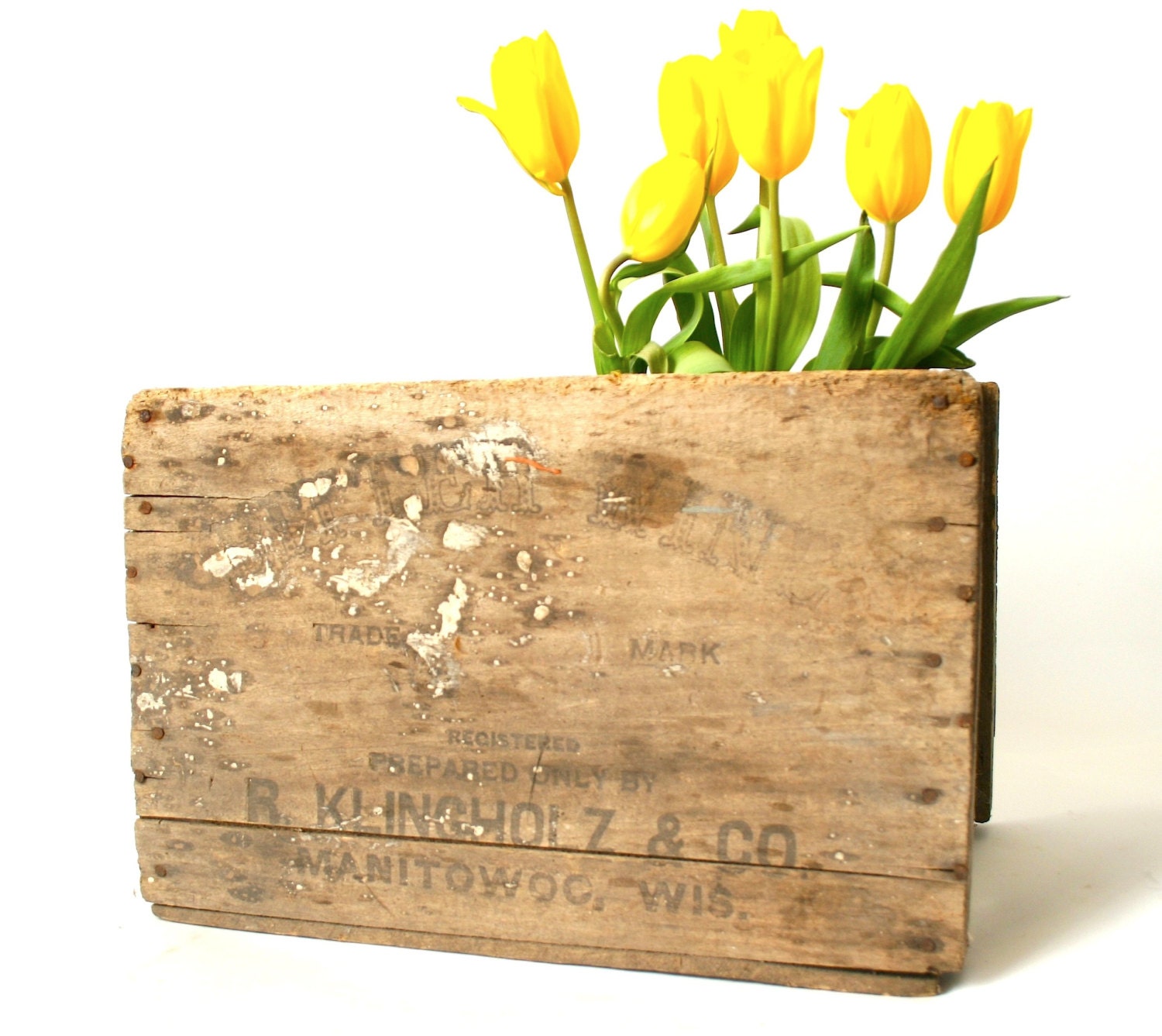 Vintage Industrial Wood Crate ... "Wines and Liquors, Wooden Crate, Box for Bottles, Carrier, Storage