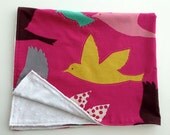 Funky baby mink blanket - pink colourful modern birds - the ultimate baby gift
