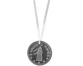 Long Light House sterling silver 925 coin pendant neckace, 80cm long chain