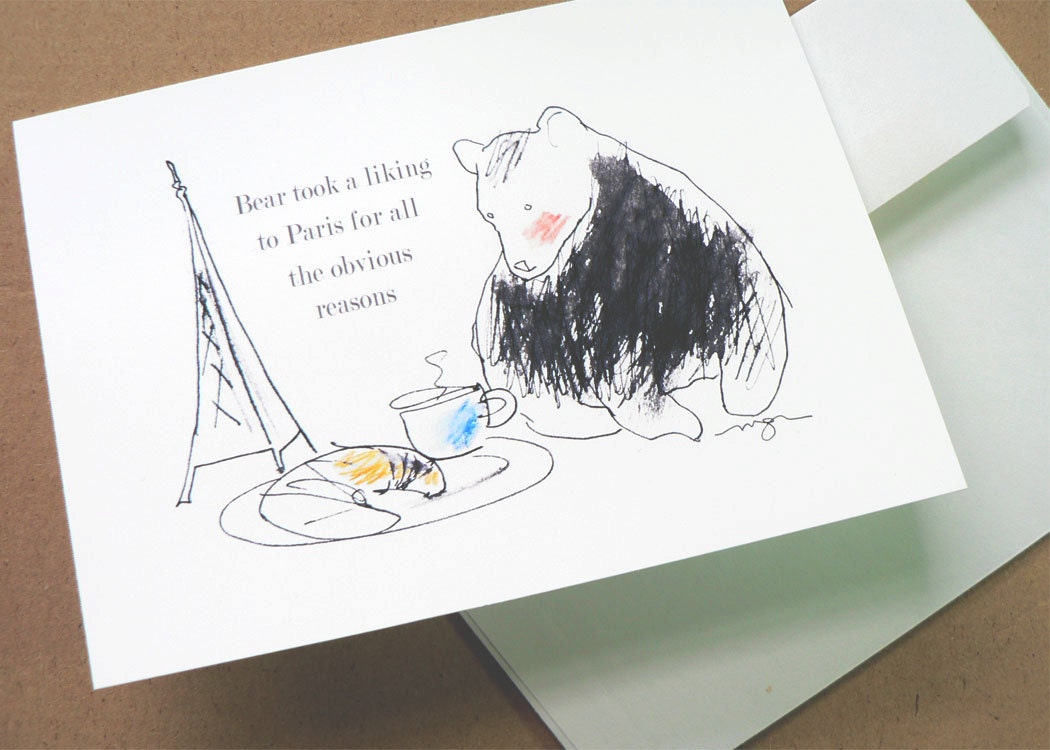 Bear Took a Liking to Paris for all the Usual Reasons Card
