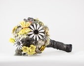 Sample Sale 40% Off Brooch Bouquet - Ready To Ship Medium Modern Brooch and Jewelry Bouquet - Yellow, Grey, White and Black