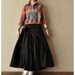 Asymmetrical Linen Long Skirt - Black - Women Dress (R)