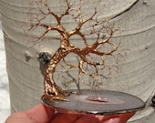 Wire Tree Of Life Grand Old Tree Spirit sculpture natural Brazil Quartz Geode Agate slice with Quartz Crystals, original art