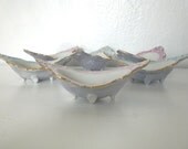 Vintage Porcelain Nut Cups Hand Painted Set of 6 Pink Blue Signed