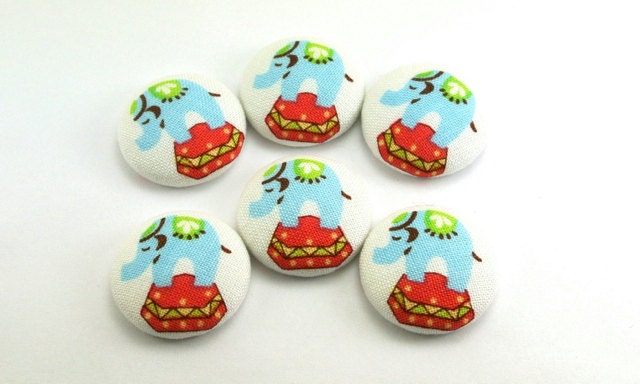 Elephant Push Pin / Magnet  Fabric Covered Buttons thumbtacks Circus Lime