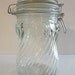 Vintage Swirled Ribbed Glass Canister with Wire Locking Lid