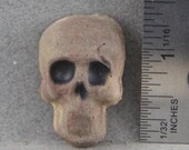 Handmade Folk Art Raku  Skull  Doll Face