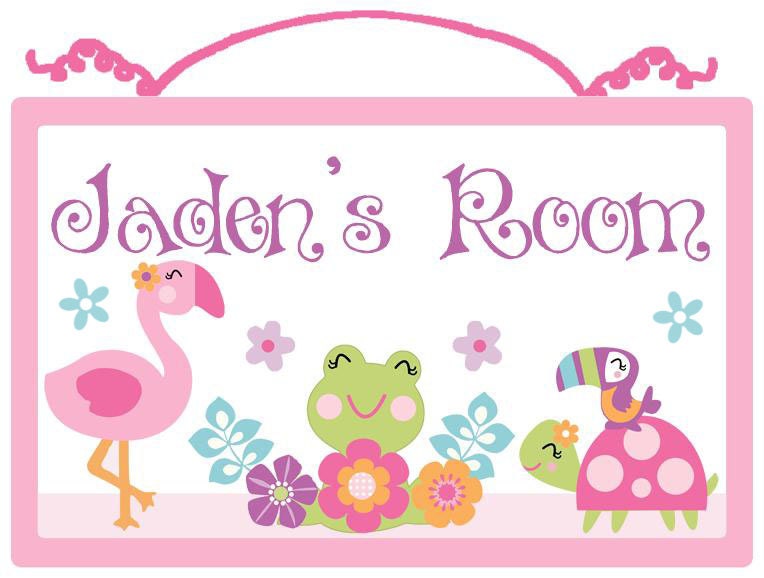 Personalized  "Tropical Garden Animals" Wood Sign/Plaque Nursery Decor