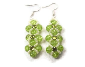 Green Montee Beaded Earrings St Patricks Day