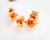 Orange yellow beaded beads  (6)  Lampwork style Jewelry Making Supplies.