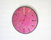 Purple fuchsia pink wall clock large mosaic home decor with mirror pieces modern design