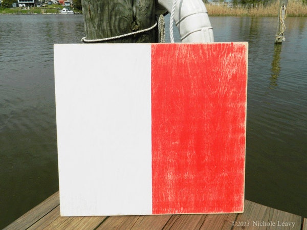 Large 24 x 24 Nautical Flag Code Sign -any letter- fathers day, nursery, beach house