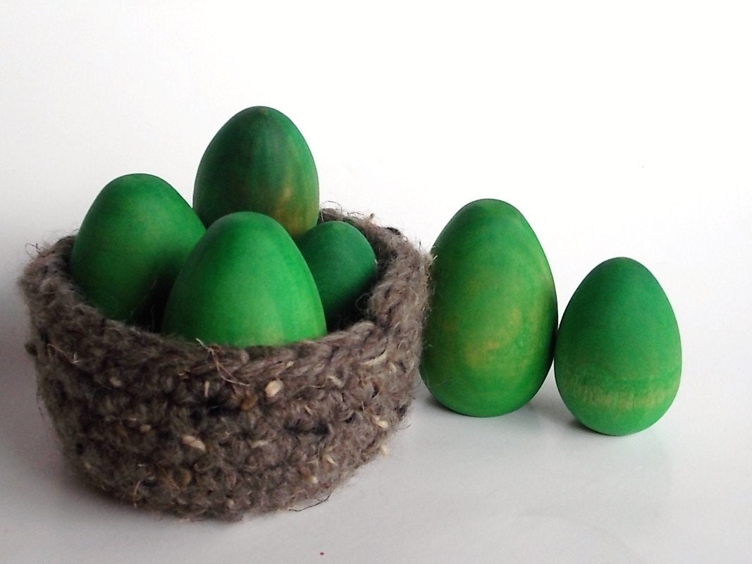 GREEN-Wood Easter Eggs- Small n Large Starter Pack- Waldorf Toy