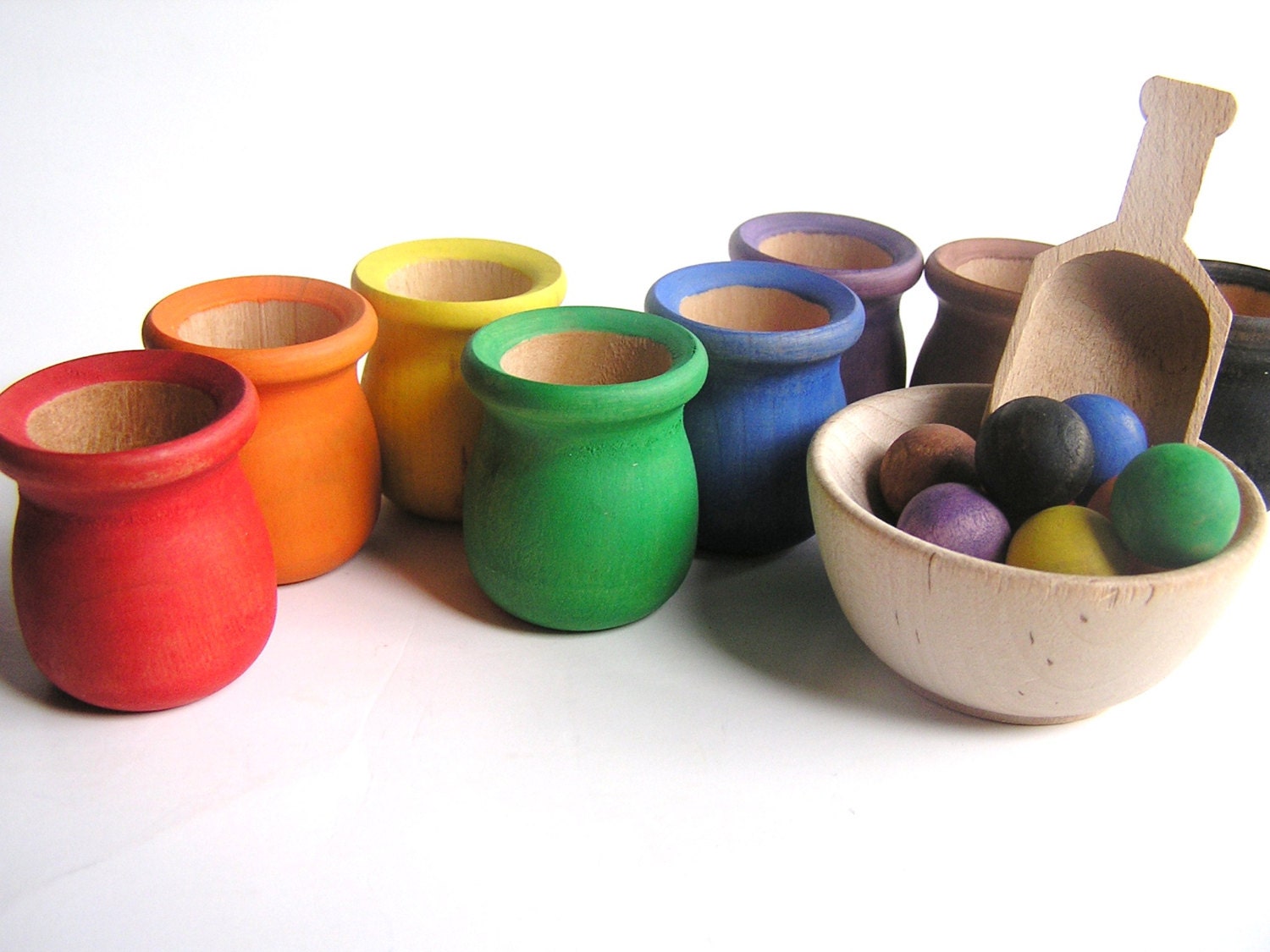 NEW- Waldorf Montessori -SCOOP N SORT- Educational Wood Toy