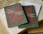 Dragonfly Painting Postcard Set of 4 Wings Dragon Fly 4 x 6 Cards Damselfly Bee Garden Summer Nature Portrait Landscape
