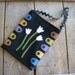 Wool Applique Ditty Bag Pale Pink Tulips Rickrack Handle   JKB