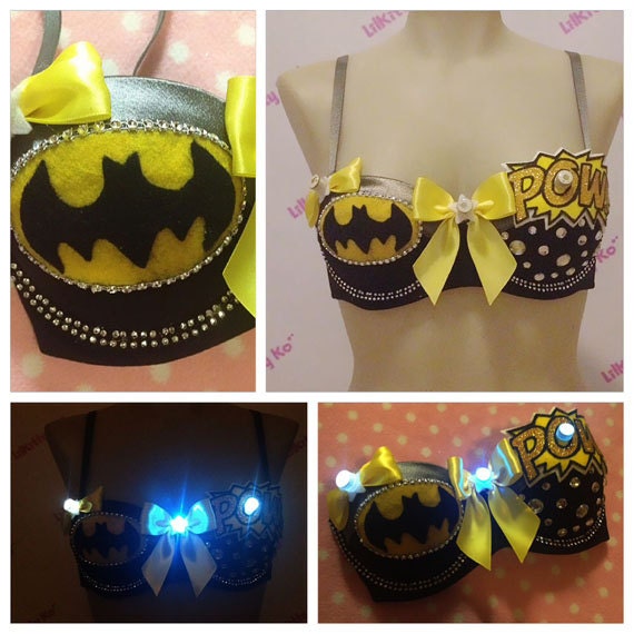Dark Knight - Comic hero Batman custom bra with LED lights