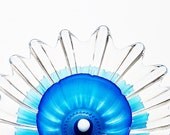 Garden Art Yard Decor Reclaimed Glass Flower Suncatcher UpCycled RePurposed Sea Blue MARISA