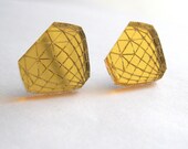 Gold Diamond Earrings - Laser Cut Mirror Acrylic Perspex Plastic Jewelry