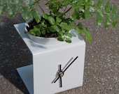 Desk clock with planter