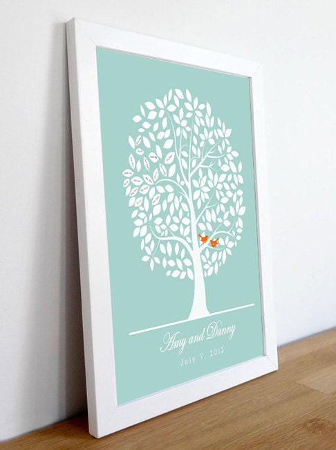 Wedding Guestbook Alternative Print--  To Be Personalized With Guest's Signatures - 17x22 - 160 Signature Guestbook