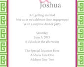 Greek Key Lime and Pink Printable Wedding Invitation