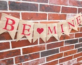 Be Mine Red Glitter Burlap Banner in for Valentines Day