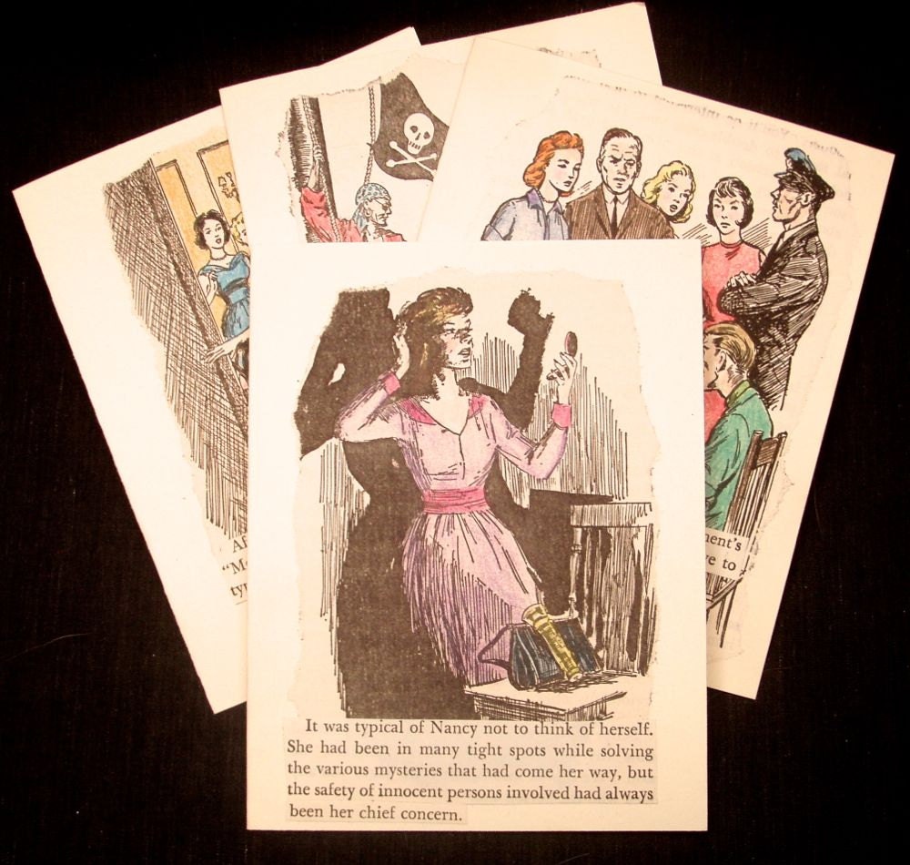 Nancy Drew Blank Notecards with Hand Colored Illustrations and Funny Lines