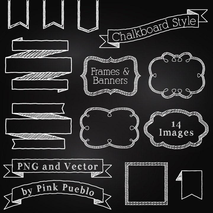 Chalkboard Frames and Banners Clipart Clip Art, Chalkboard Clipart Clip Art Vectors - Commercial and Personal Use