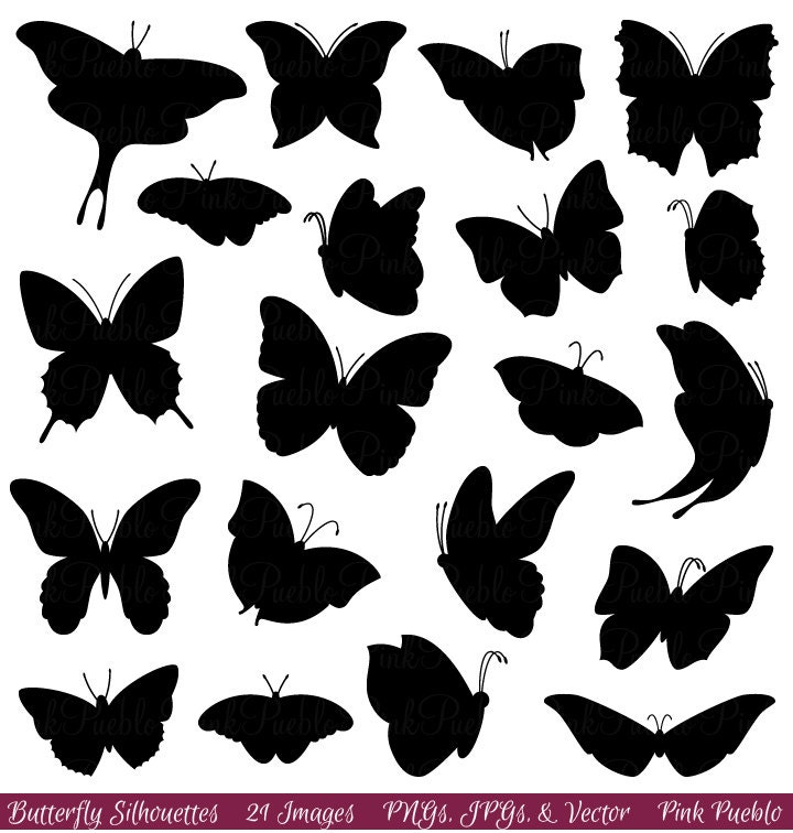 Butterfly Silhouettes Clipart Clip Art, Butterfly Clipart Clip Art Vector - Commercial and Personal Use