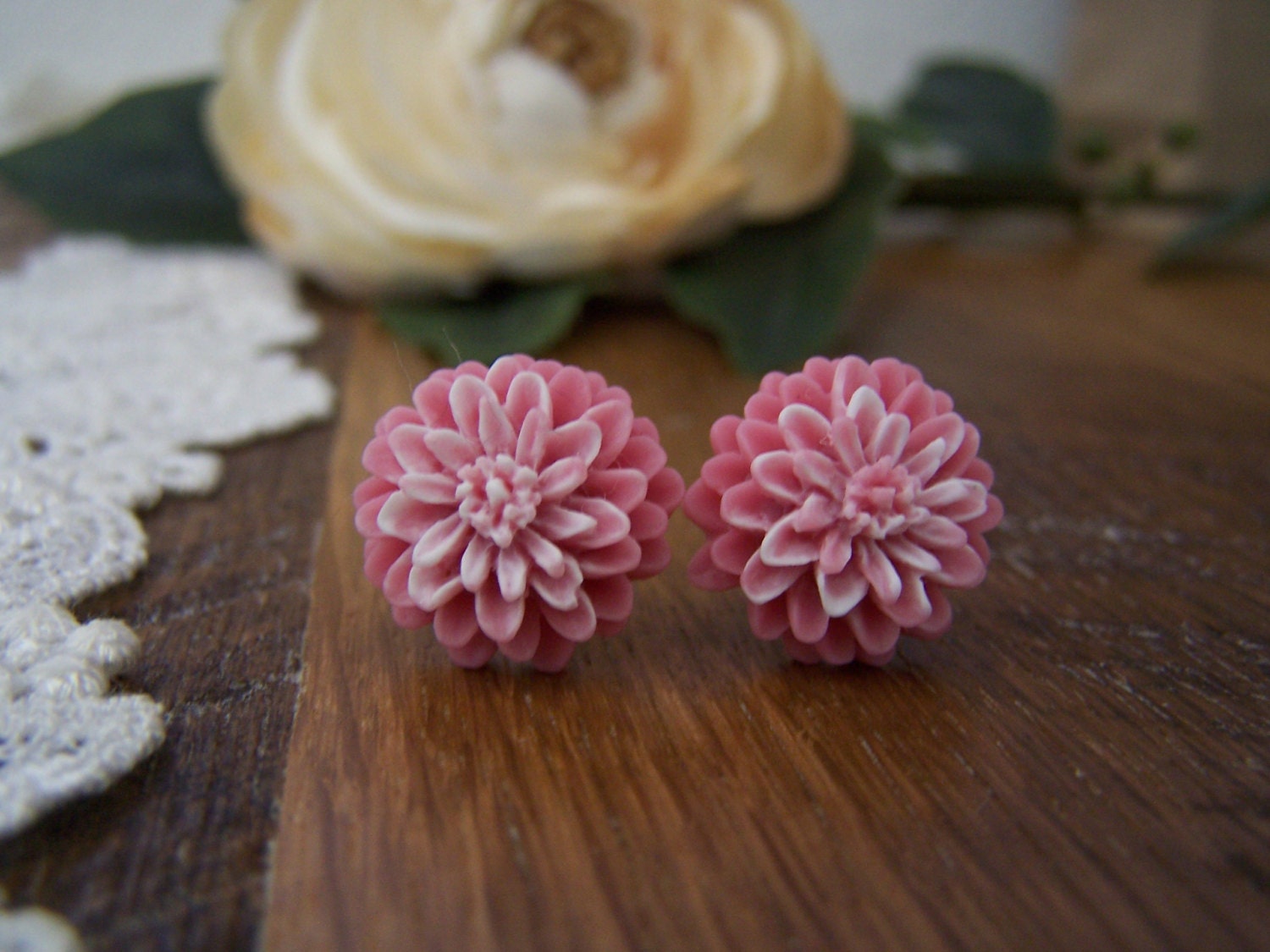Pink and White Maybelle Stud Earrings