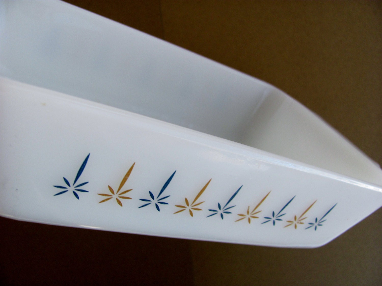 Fire King Candle Glow Loaf Pan 1960s Anchor Hocking Atomic