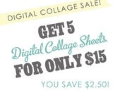 Buy FIVE (5) Digital Collage Sheets for 15 and save 3 bucks - Holiday Sale