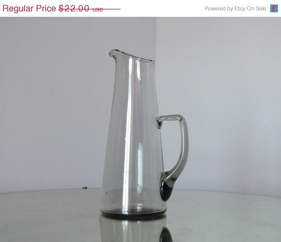 memorial sale Smokey Gray GLASS Pitcher / COCKTAILS & MARTINIS / vintage