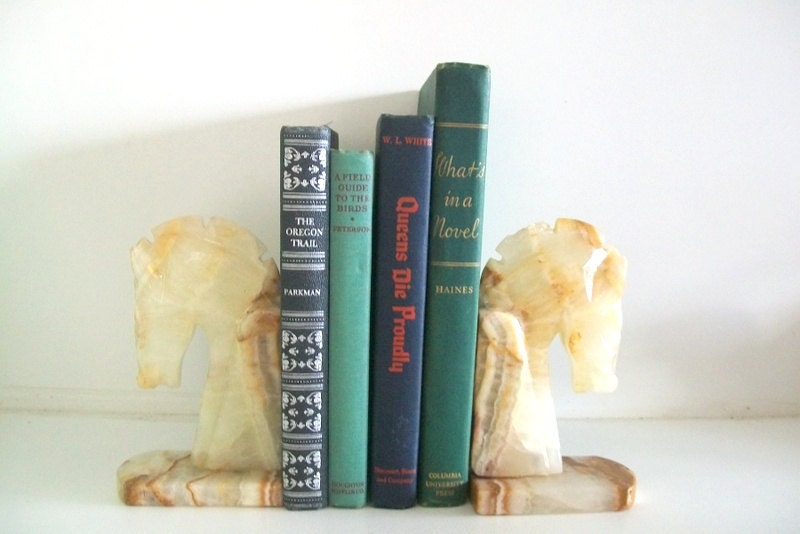 Equestrian Marble Horse Bookends