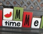 Summer wood blocks--SALE PRICE