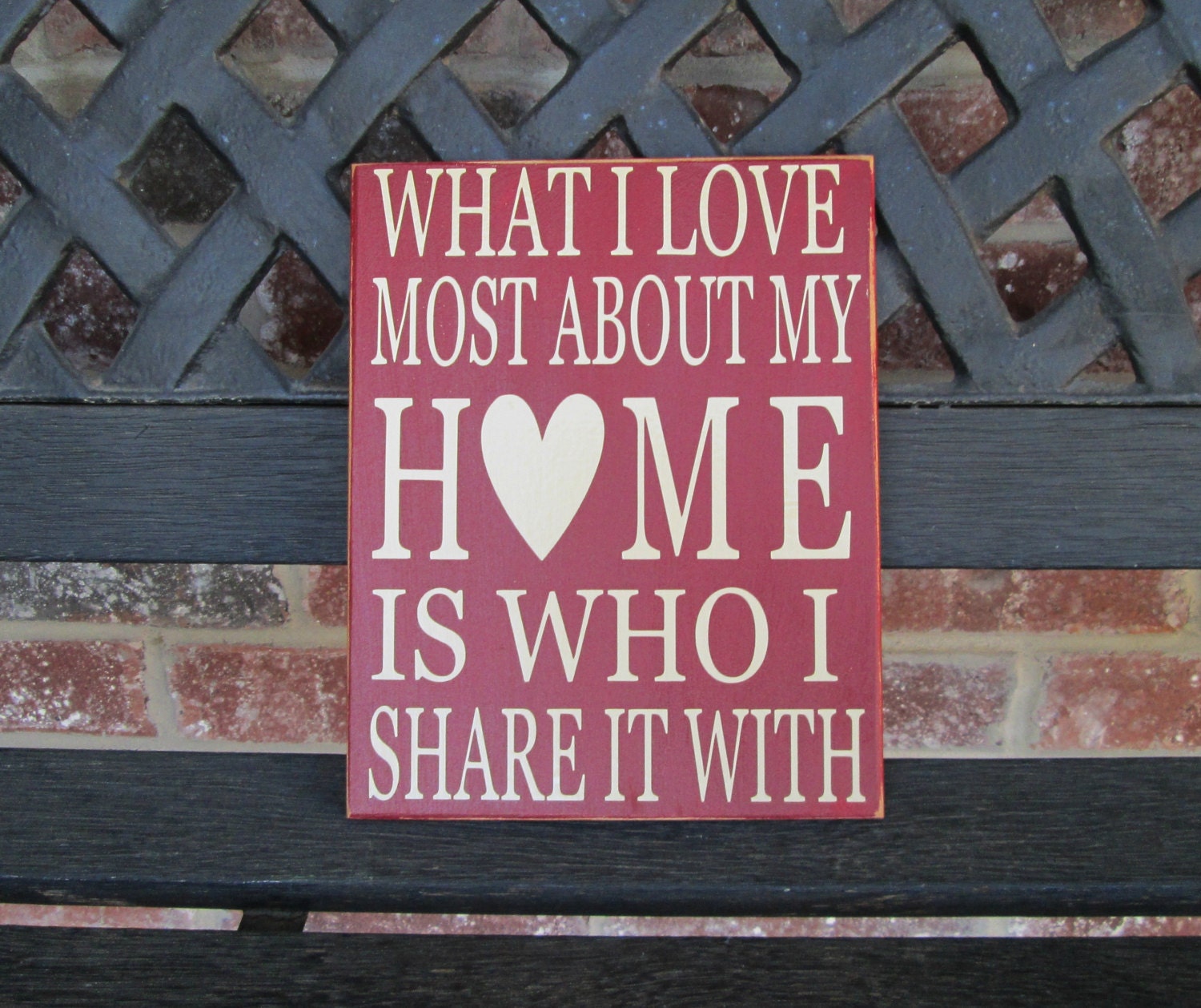 Decorative wood sign- What I love most about my home
