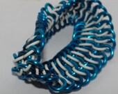 Blue and White Punk stretch chain mail bracelet