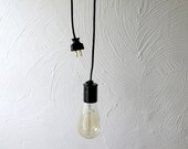 Cloth Cord Hanging Pendant Light W/ Vintage Style Ceramic Socket And Plug.