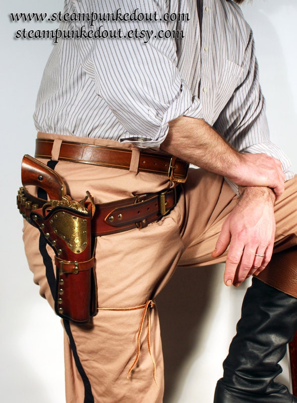 Western Gun Belt --Steampunk/Wild West---Made to Order-