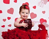 Red and White Headband Fabric YoYo Rosettes with White Ostrich Feathers, on a  Skinny Red Headband (Newborn, Toddler, Child)