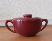 Bauer Pottery, Creamer with Lid, Monterey Moderne, Burgundy, AS IS REPAIRED