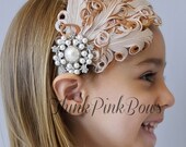 Baby Headband,Feather Headband,Baby Girl Headband,Couture Headband,Baby Headbands,Girls Headband, Photo prop.