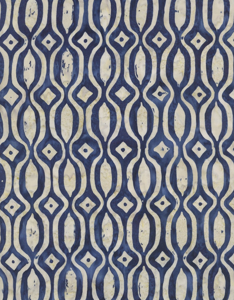 WOODCUT in China  B-1393 - Tonga Calypso Blue - Timeless Treasures Hand Stamped Batik - 1 Yard