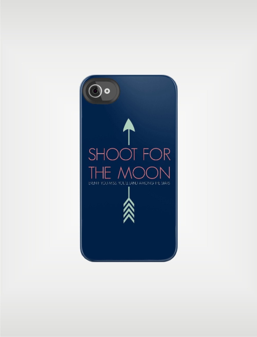 Graduation Gift Shoot For The Moon iPhone 5 Case 4 / 4S or 3G or Samsung - White Gold Coral Sparkle or Navy Mint Coral