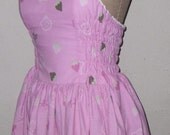 SALE Pink Hello Kitty strawberry Smocked Back halter or tie at shoulder Geekery Pin Up SweetHeart Mini Dress