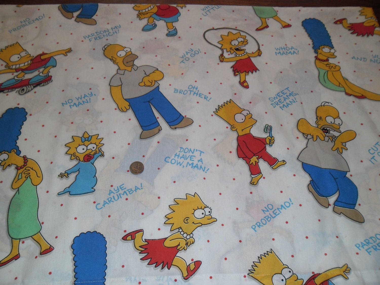 Simpsons Alf vintage tv characters cartoons 80s funny Bed Sheets Fabric Options for Dresses Skirts Corsets Tops Ties