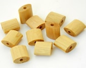 Natural Wood Beads 12x12mm flattened squares - Czech wood beads - 10 pieces