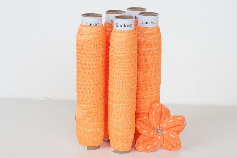 Sunkist Orange Fold Over Elastic for Baby Headbands - 5 Yards of 5/8 inch FOE